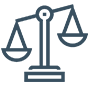 Justice scales icon representing Clerk/Magistrate Hearings