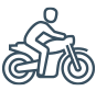 Icon of a person riding a motorcycle, representing RMV and driver’s license issues